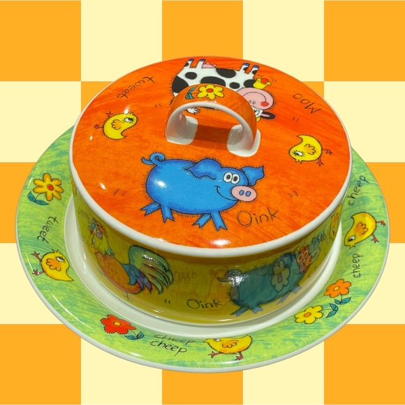 Dunoon Dining Dunoon Funky Farm Stoneware Butter Dish Farmhouse